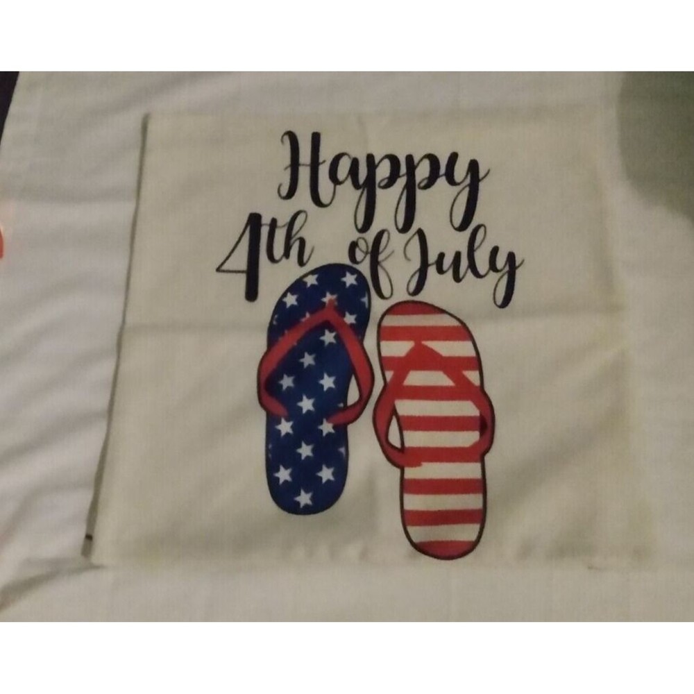 Happy 4th of July throw pillowcase 18''x18'' USA Patriotic
